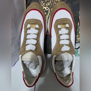 Stylish Women's Athletic Shoes in White and Tan